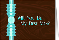 Will You Be My Best Man, Turquoise and Brown card
