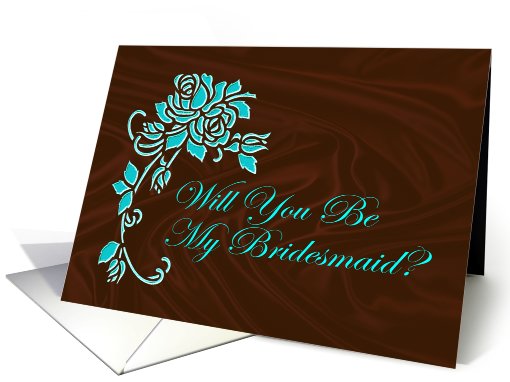 Will You Be My Bridesmaid Turquoise Roses card (450007)