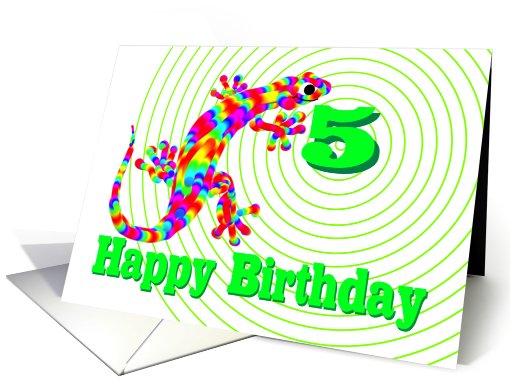 Happy 5th Birthday Rainbow Salamander card (462271)