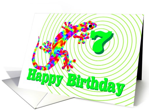 Happy 7th Birthday Rainbow Salamander card (462278)