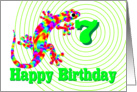 Happy 7th Birthday Rainbow Salamander card