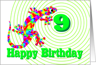 Happy 9th Birthday Rainbow Salamander card