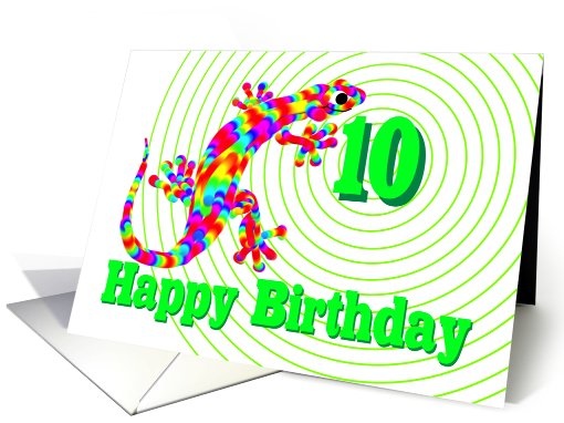 Happy 10th Birthday Rainbow Salamander card (462282)