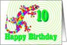 Happy 10th Birthday Rainbow Salamander card