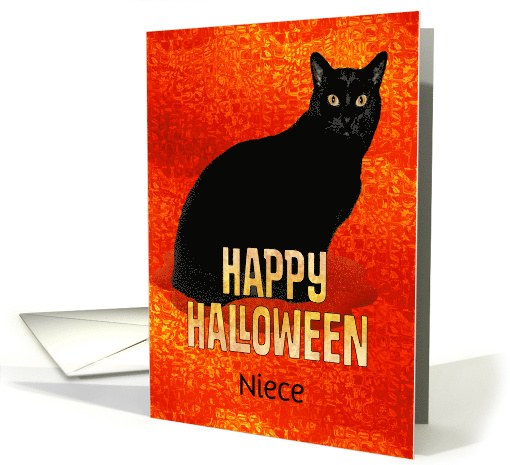 Happy Halloween Niece Black Cat card (471649)