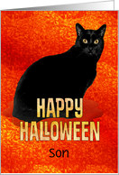 Happy Halloween Son Black Cat card