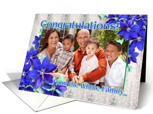 Congratulations from Family Photo Card Blue Flowers card (472726)