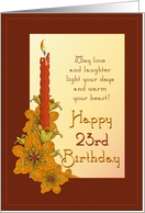 Happy 23rd Birthday Tiger Lily Candle card