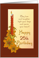 Happy 26th Birthday Tiger Lily Candle card