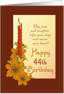 Happy 44th Birthday Tiger Lily Candle card