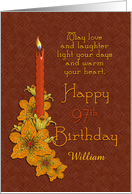 97th Birthday - Candle Glowing Warm Wishes card