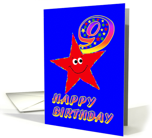 Cute 9th Smiling Star Birthday card (478637)