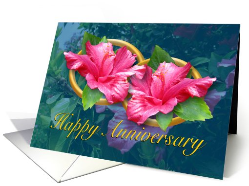 Happy Anniversary Rings- Hibiscus card (488250)
