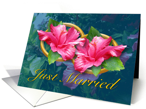 Just Married Rings - Pink Hibiscus card (488299)