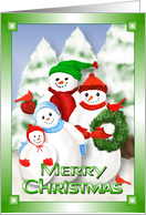 Merry Christmas Snowman Family Fun Card