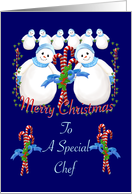 Christmas Snowmen for Chef card