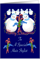 Christmas Snowmen for Hair Stylist card
