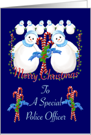 Christmas Snowmen for Police Officer card