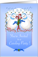 Snowmen Christmas Caroling Party Invitation card