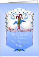 Snowmen Holiday Tree Trimming Party Invitation card