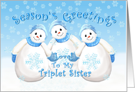 Merry Christmas Snowmen for Triplet Sister card