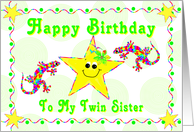 Happy Birthday Twin Sister for Girl Child card
