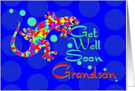 Get Well Soon Grandson - Rainbow Salamander card