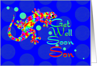 Get Well Soon Son - Rainbow Salamander card