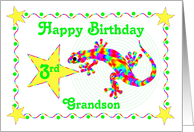 Happy 3rd Birthday Grandson Rainbow Salamander card