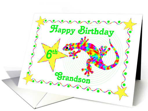 Grandson's 6th Birthday Rainbow Salamander card (532996)
