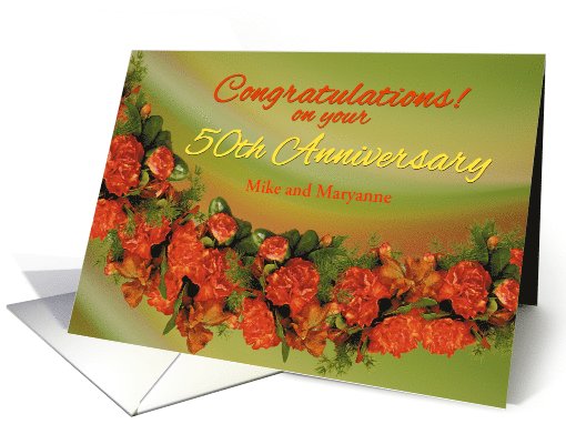 Happy 50th Wedding Anniversary Red Carnations card (537220)