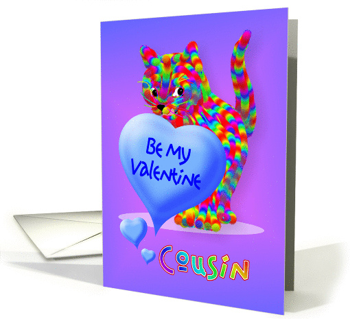 Valentine Kitten Greeting for Cousin card (538479)