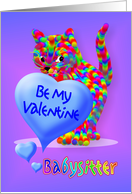 Valentine Kitten Greeting for Babysitter card