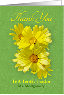 Thank You To Terrific Teacher, Natural Yellow Daisies card