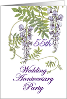 55th Wedding Anniversary Party Invitation, Purple Flowers card