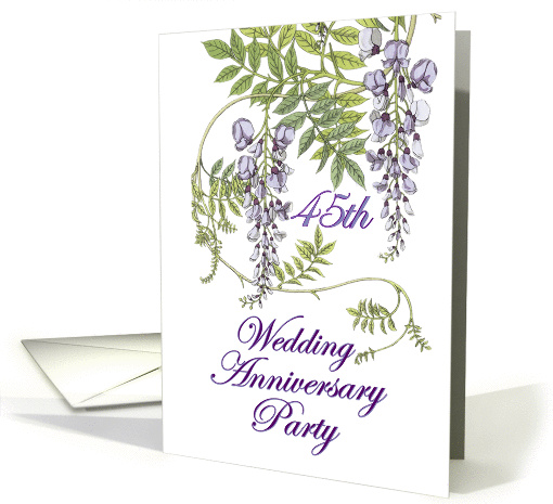 45th Wedding Anniversary Party Invitation, Purple Flowers card