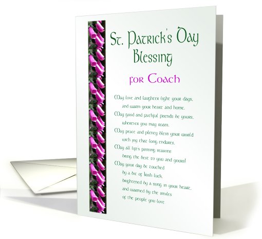 St. Patrick's Day Blessing for Coach card (564183)