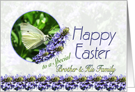 Happy Easter Brother and His Family Butterfly and Flowers card