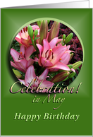 Happy May Birthday Pink Lilies card