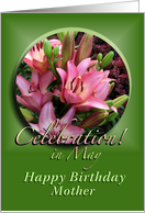 Happy May Birthday Mother Pink Lilies card