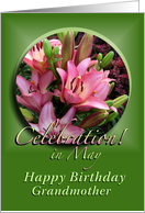 Happy May Birthday Grandmother Pink Lilies card