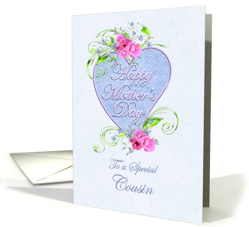 Cousin Mother's Day Pink and Blue Flowers card (574006)