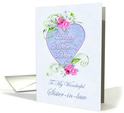 Mother's Day Sister-in-law with Pink Flowers and Heart card (574820)