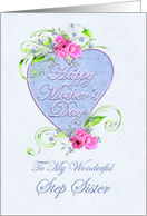 Mother’s Day Step Sister with Pink and Blue Flowers card