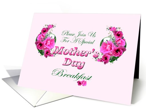 Mother's Day Breakfast Invitation with Pink Flowers card (574874)