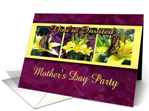 Mother's Day Party Invitation Butterflies and Flowers card (577013)