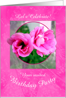 Birthday Party Invitation Cheerful Pretty Pink Flowers card