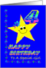4th Birthday Star for Special Girl card