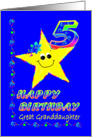 5th Birthday Star for Great Granddaughter card