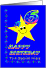 6th Birthday Star for Niece card